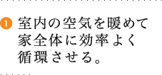 室内の空気を暖めて家全体に効率よく循環させる。